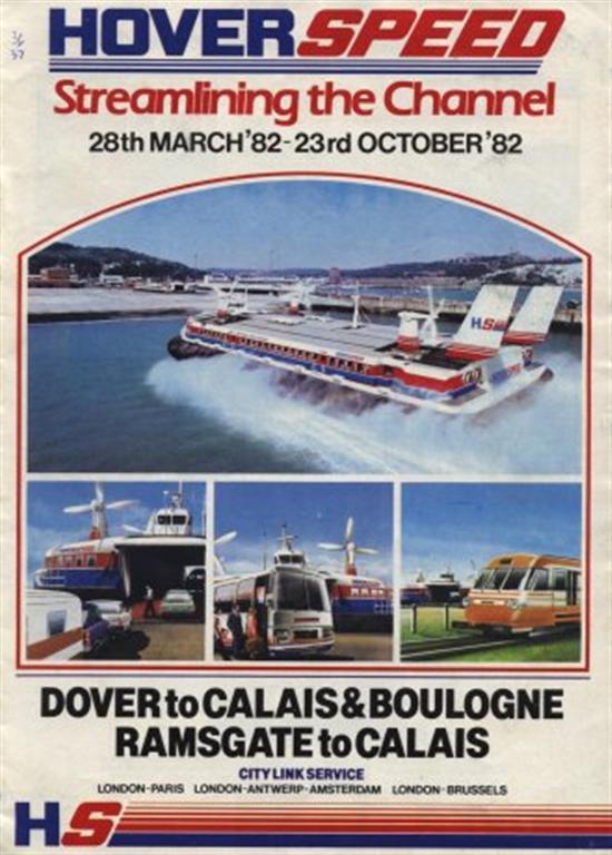 The Hoverspeed 1982 brochure, including timetables - Front cover of the 28th March-23rd October 1982 schedules (credit: Steven Charlesworth).